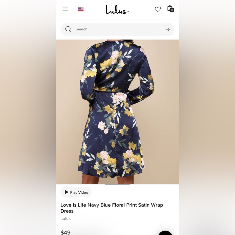 Lulu's Elegant Navy Floral Satin Dress - Picture 2 of 5